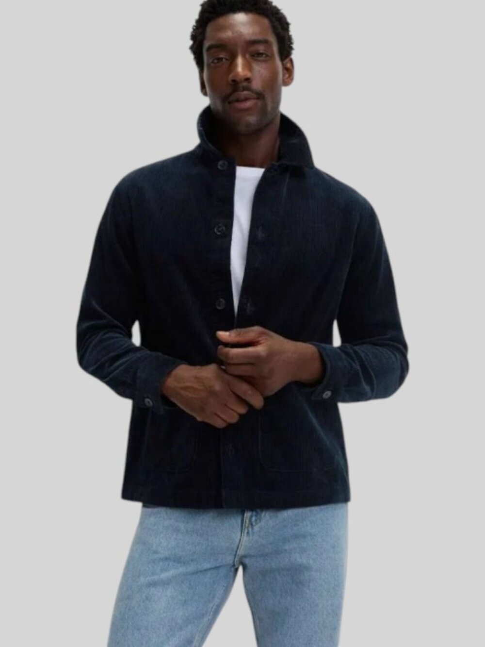 M&S MEN'S CORDUROY OVERSHIRT NAVY BLUE NWOT SIZE XL